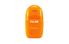 Ластик Milan Capsule Fluo 2-в-1 с точилкой (оранжевый)
