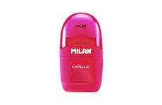 Ластик Milan Capsule Fluo 2-в-1 с точилкой (розовый)