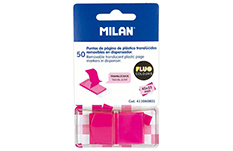 Клейкие закладки Milan розовые (пластиковые, в диспенсере)